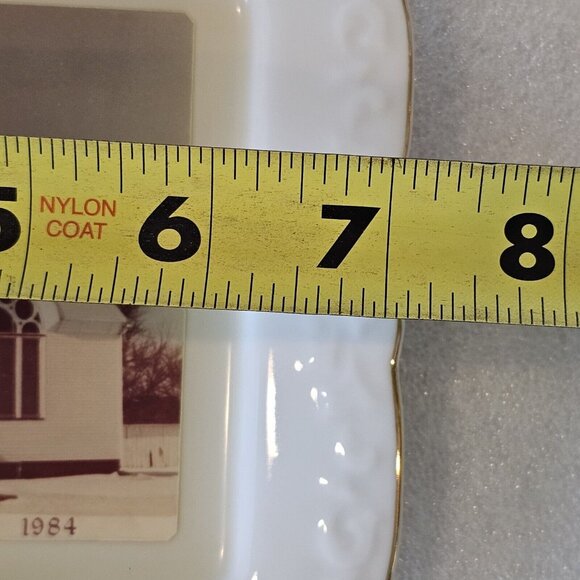 Vintage Gerlaw Christian Christian Display Plate Trinket Dish Gold Trim 6x7" - Picture 8 of 10